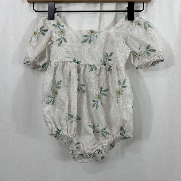 Unbranded Girls Floral Embroidered Summer Puff Sleeve Romper Size 9-12 Months - Picture 1 of 10
